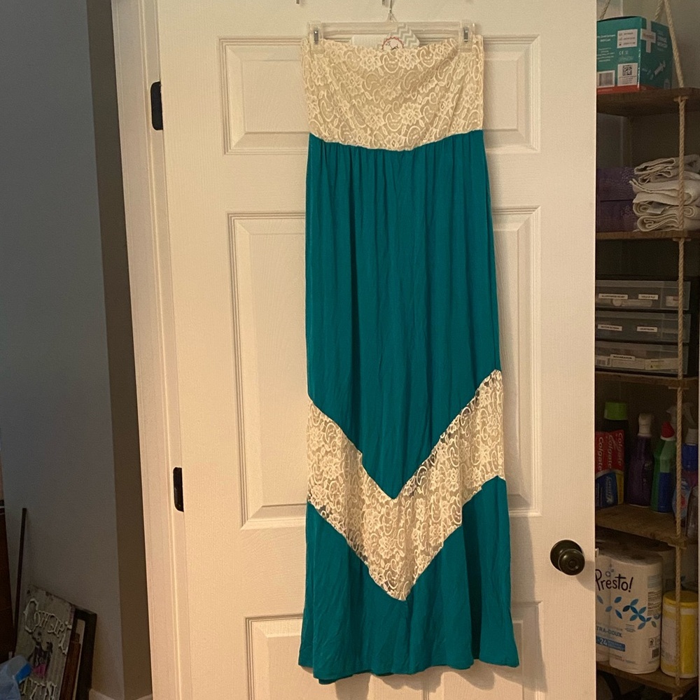 Teal and lace maxi